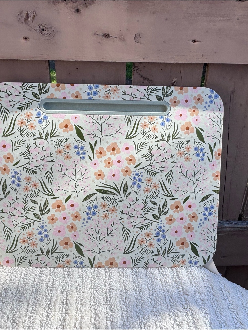 Floral Lap Desk with Handle - Green & Peach - Picture 2 of 11